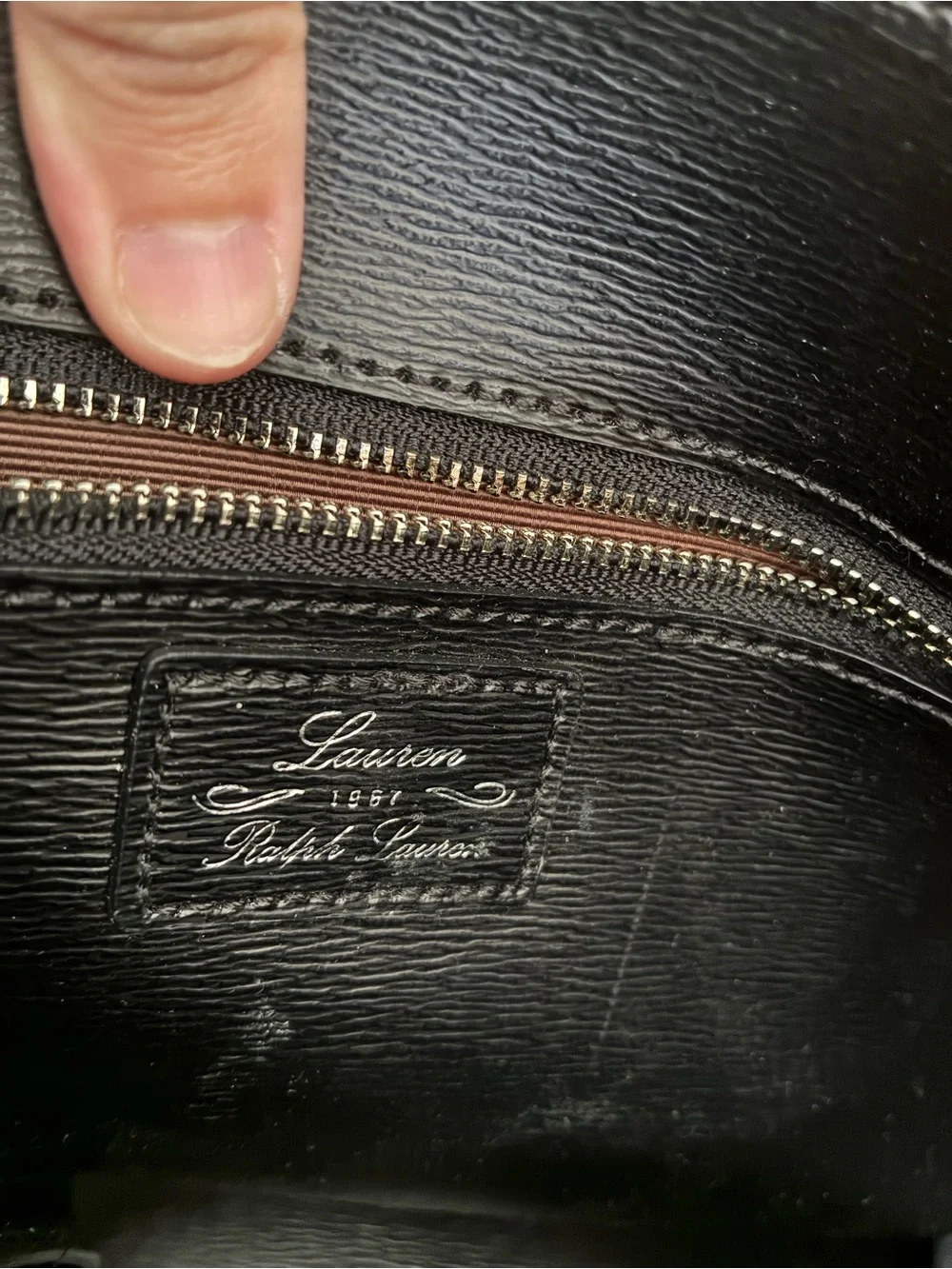 Lauren Ralph Lauren Black Leather Satchel with Silver Hardware